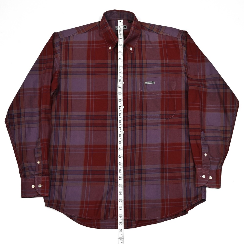 Overland Shirt Men's Long Sleeve Plaid Button Down Preppy Pocket Medium 3 - Picture 3 of 9